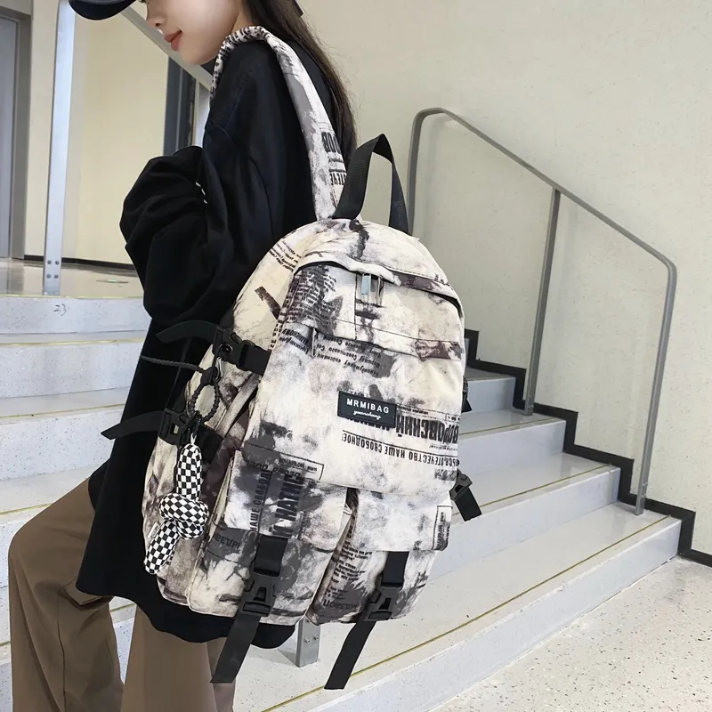 Travel Nylon Backpack Regular Black/White/Blue-10