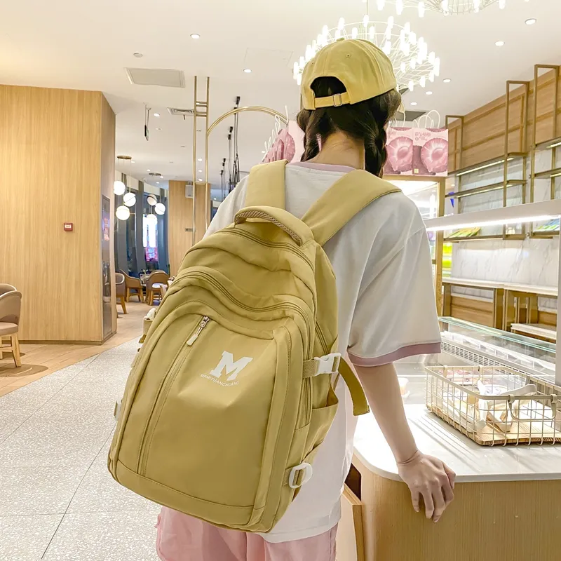 Travel Nylon Backpack Women's Black/Pink/White/Yellow/Light Green-15