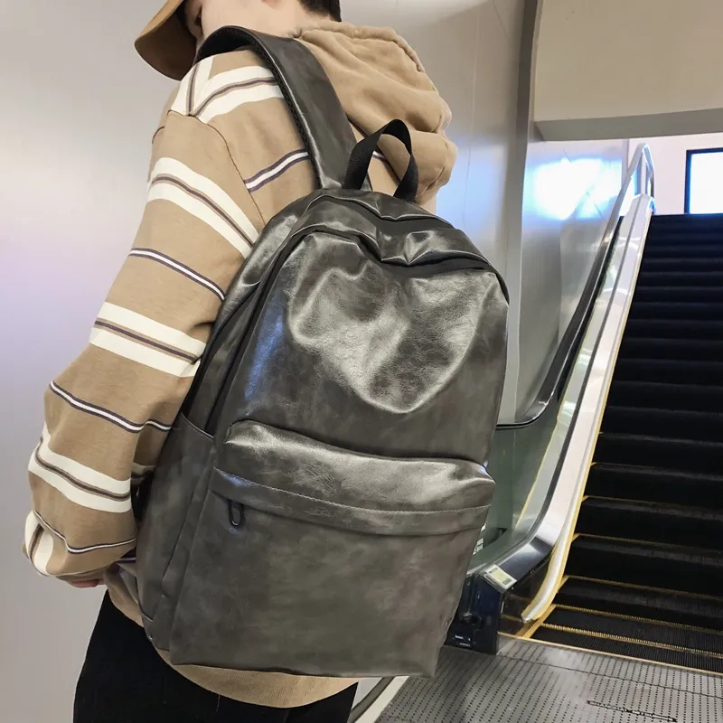 Travel PU Backpack Regular Unisex Black/Gray/Coffee-13