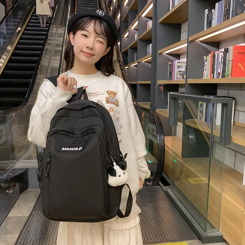 Travel Nylon Backpack Regular Unisex Black/White/Yellow/Pink/Blue-8