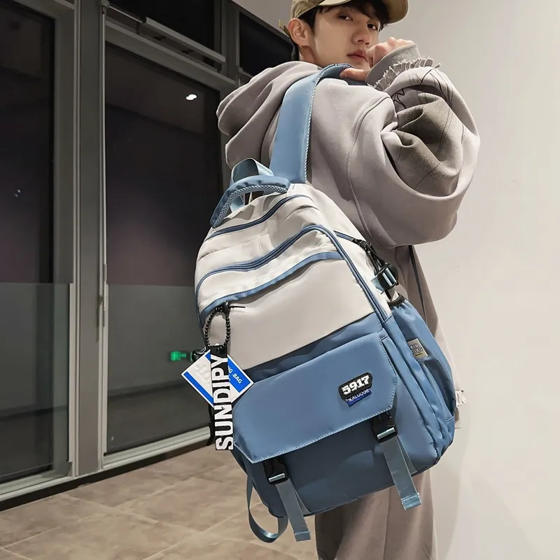 Travel Nylon Backpack Regular Unisex Pure Black/Blue/Black Coffee/Black Gray Color-10