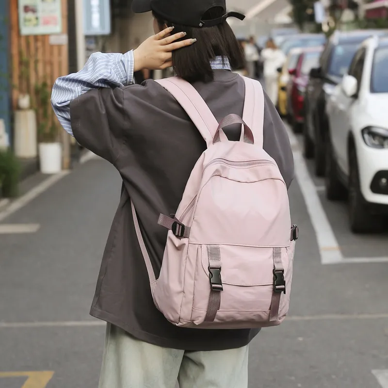 Travel Nylon Backpack Unisex Black/Gray/Khaki/Pink/Green/Purple-9