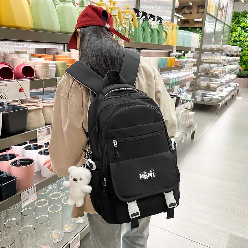 Travel Nylon Backpack Regular Unisex Black/Purple With Pink/Blue With Yellow/Brown With Khaki-2