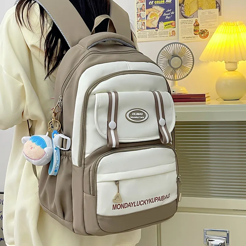 Travel Nylon Backpack Unisex Red/Blue/Black/Khaki/Purple-18