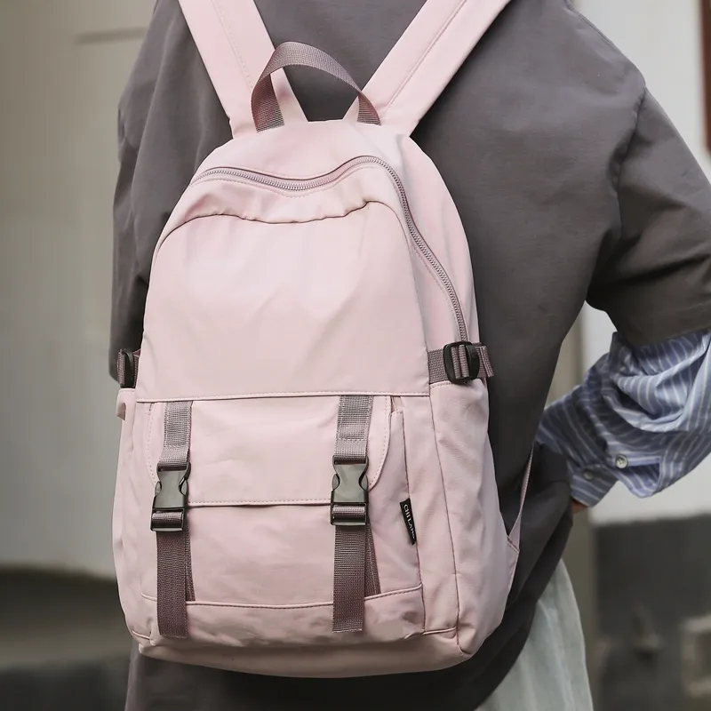 Travel Nylon Backpack Unisex Black/Gray/Khaki/Pink/Green/Purple-10