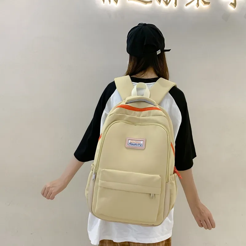 Travel Nylon Backpack Regular Women's Black/White/Yellow/Purple-12