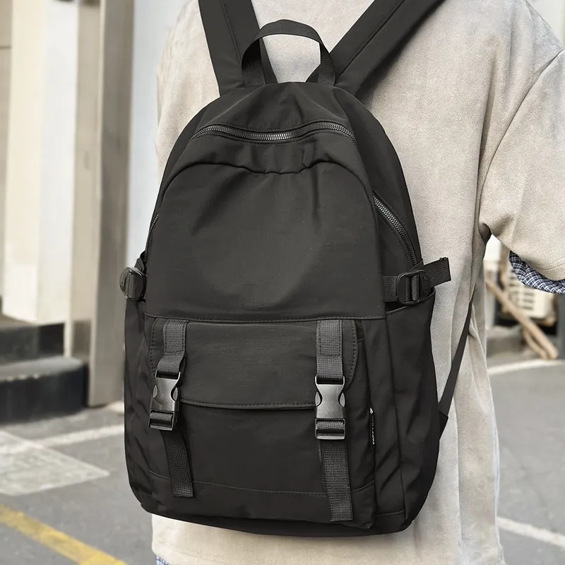 Travel Nylon Backpack Unisex Black/Gray/Khaki/Pink/Green/Purple-4