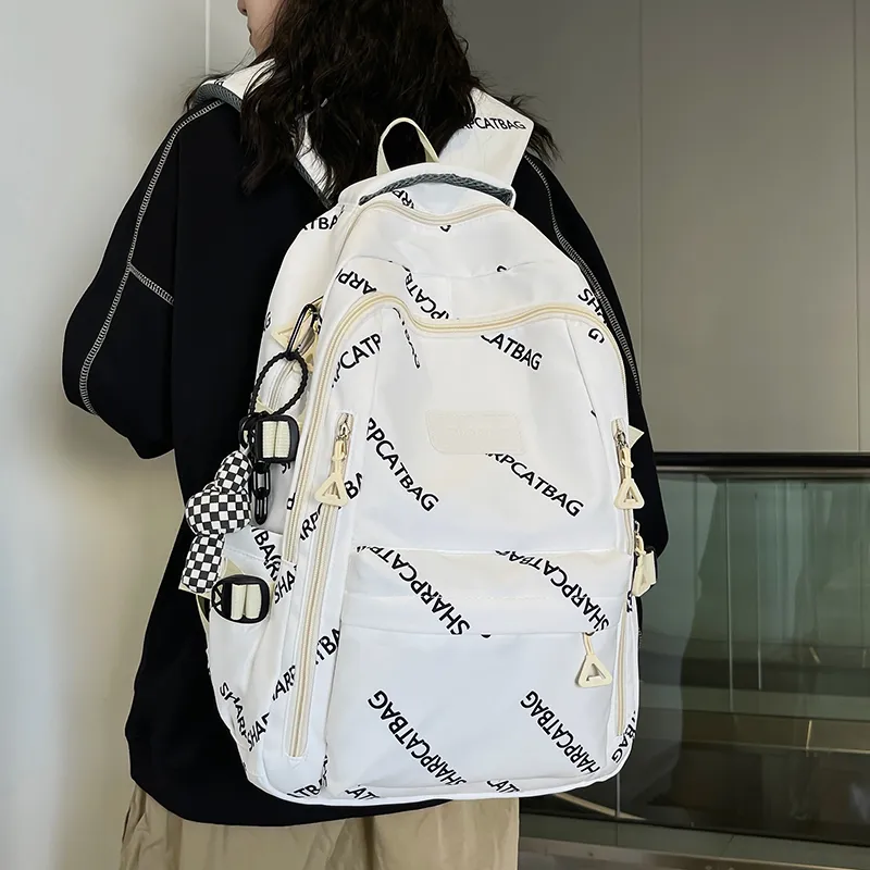 Travel Nylon Backpack Unisex Black/White/Blue/Khaki-13