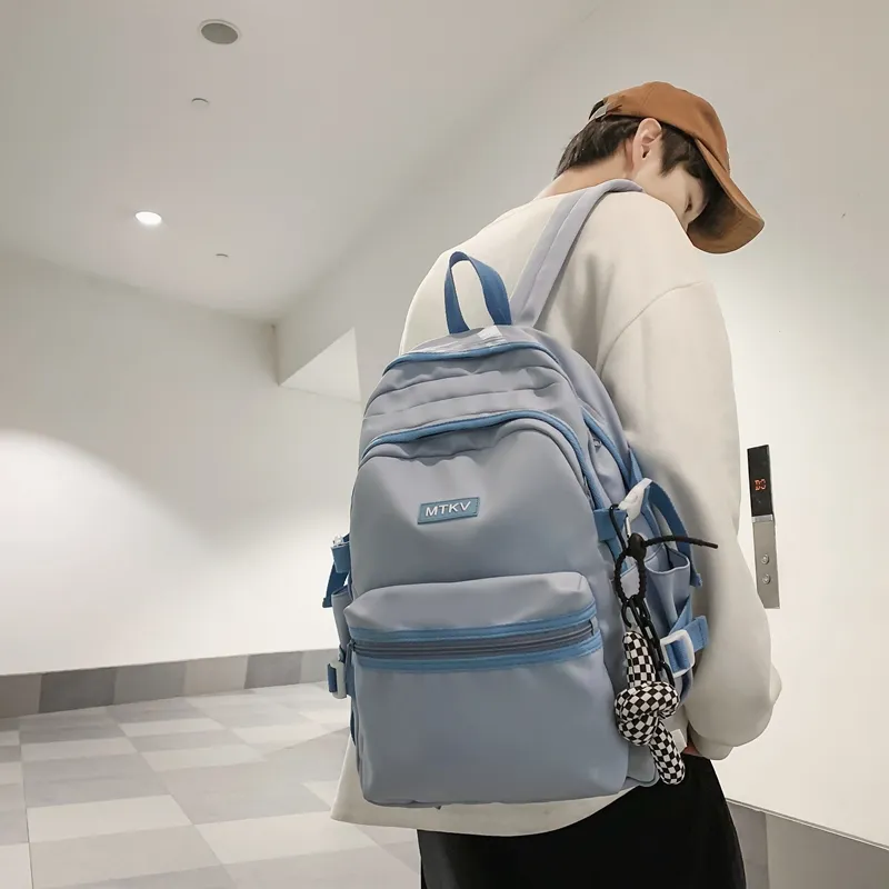 Travel Nylon Backpack Regular Unisex White/Black/Blue/Pink-24