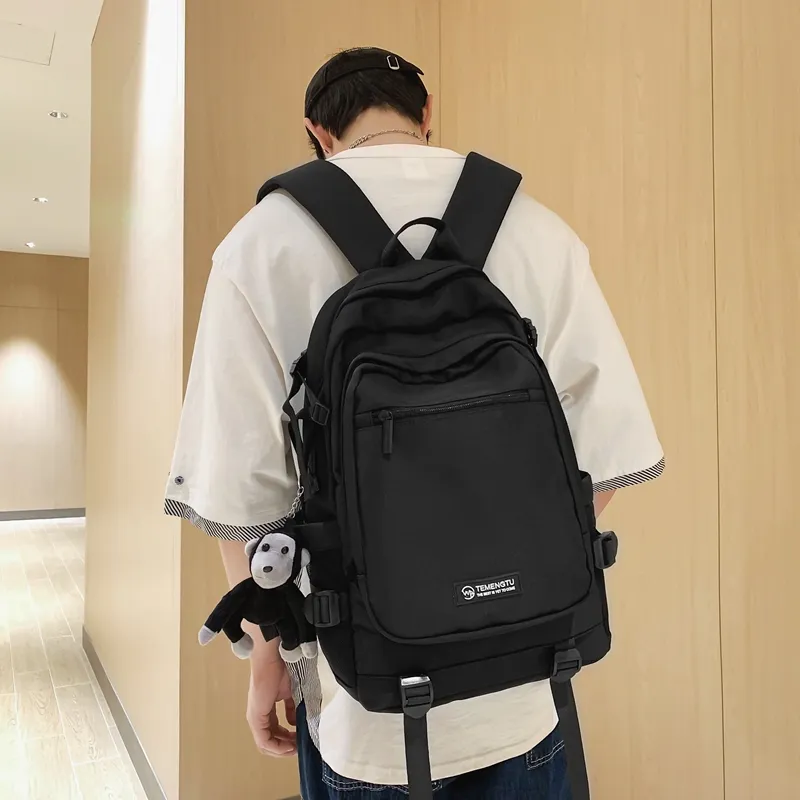 Travel Nylon Backpack Regular Unisex Black/Gray/Red/Light Purple-4