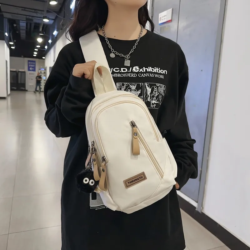 Travel Nylon Shoulder Bag, Crossbody Bag, Sling Bag Regular Unisex Black/White/Coffee/Khaki/Red-8