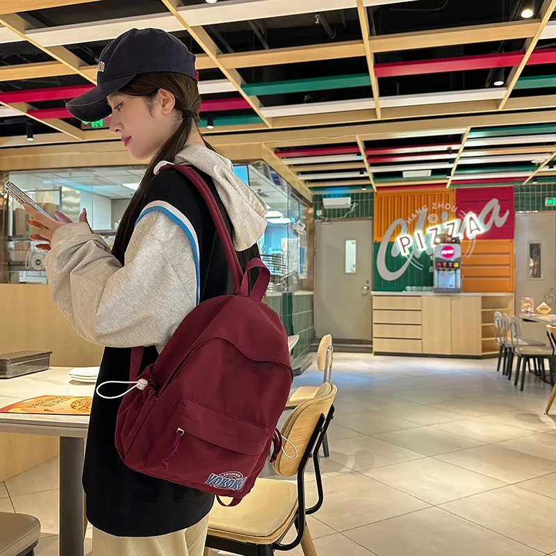 Travel Nylon Backpack Regular Unisex Black/Ecru/Red/Pink/Light Blue-21