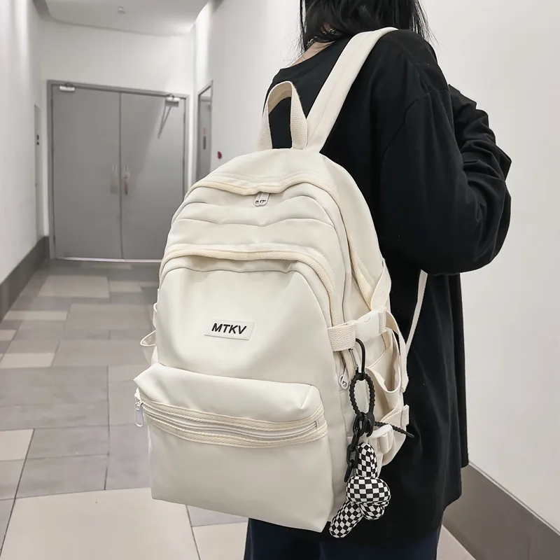Travel Nylon Backpack Regular Unisex White/Black/Blue/Pink-2