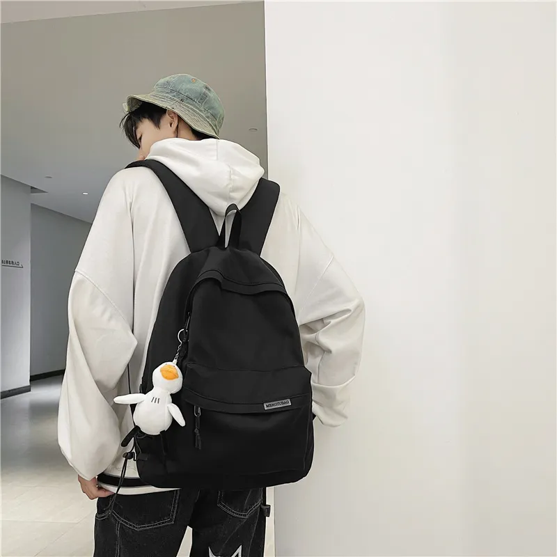 Travel Nylon Backpack Unisex Black/White/Blue/Pink-1