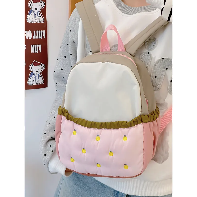 Travel Nylon Fabric Backpack Women's Pink-3