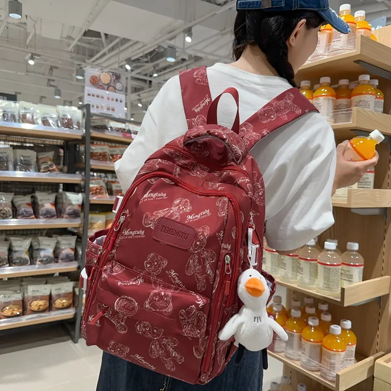 Travel Nylon Backpack Women's Multicolor-12
