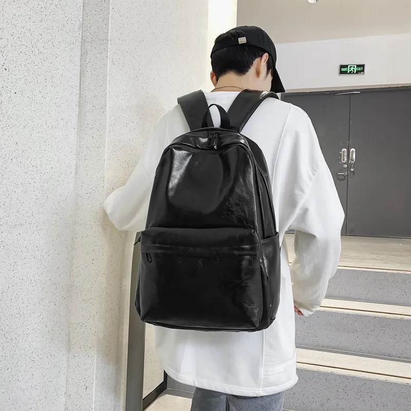 Travel PU Backpack Regular Unisex Black/Gray/Coffee-3