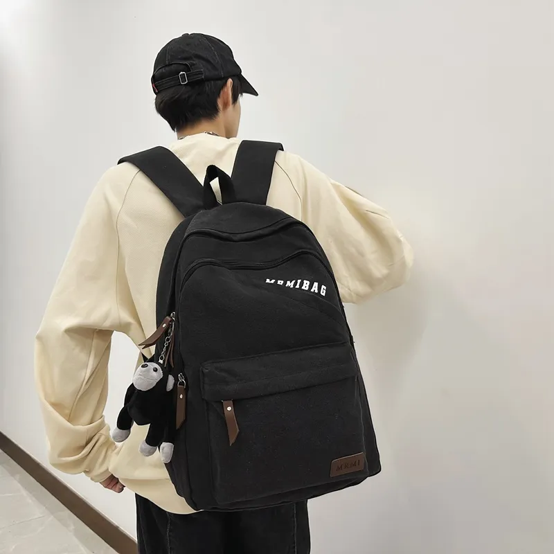 Travel Canvas Backpack Unisex Black/Green/Brown/White/Gray/Khaki-35
