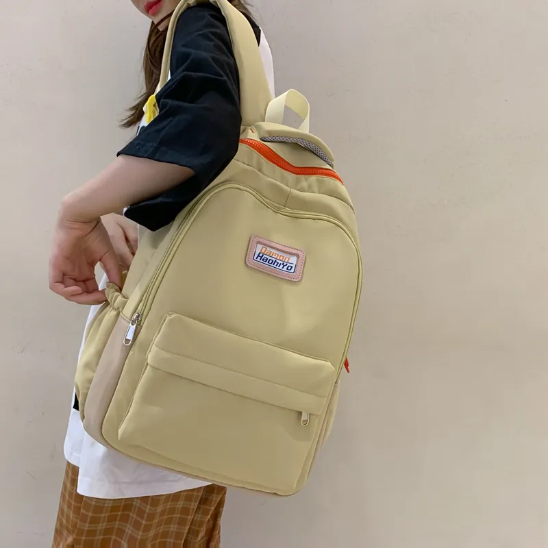 Travel Nylon Backpack Regular Women's Black/White/Yellow/Purple-13