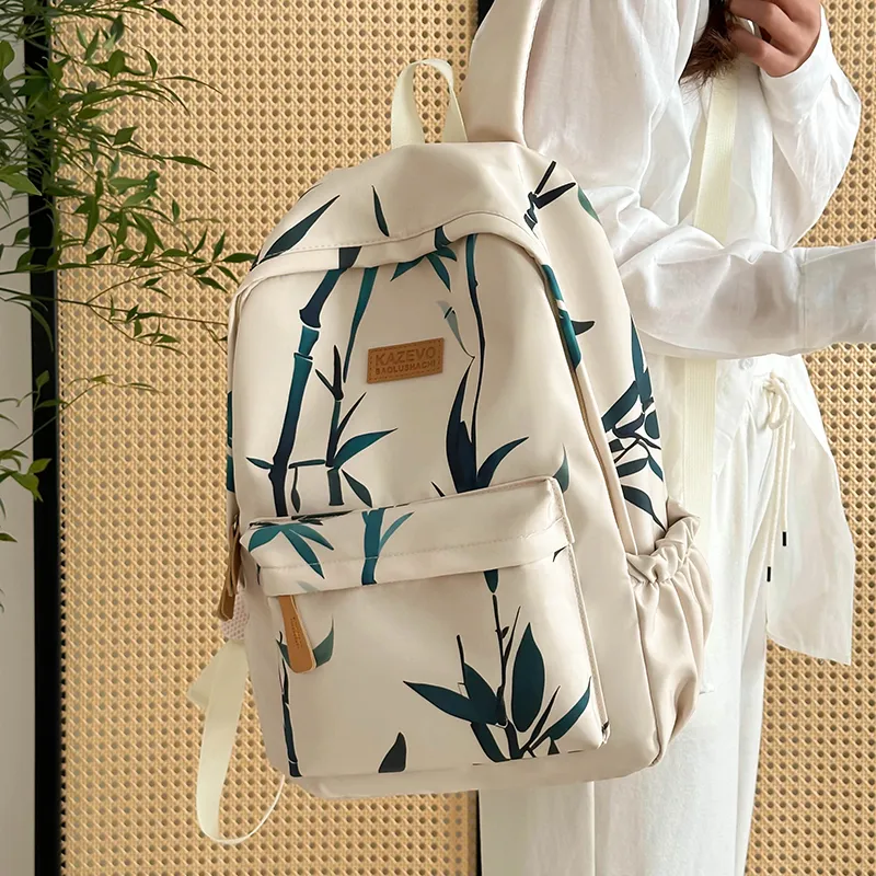 Travel Polyester Backpack Regular Women's Black/White-13
