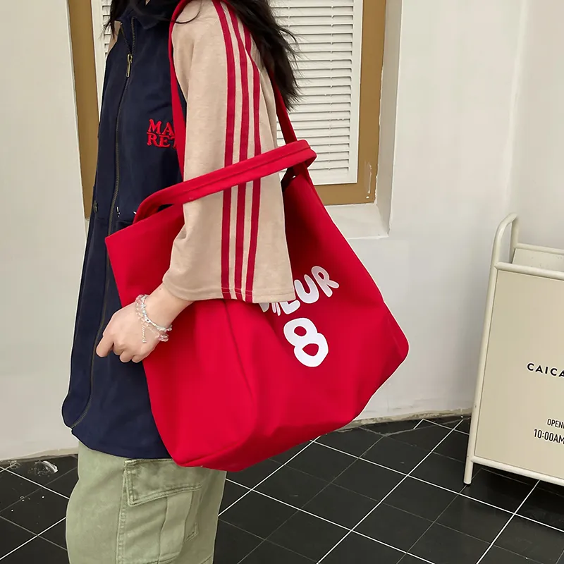 HCXK Canvas Bag, Shoulder Bag Regular Women's Pink/Blue/Yellow/Black/Red/Khaki-45