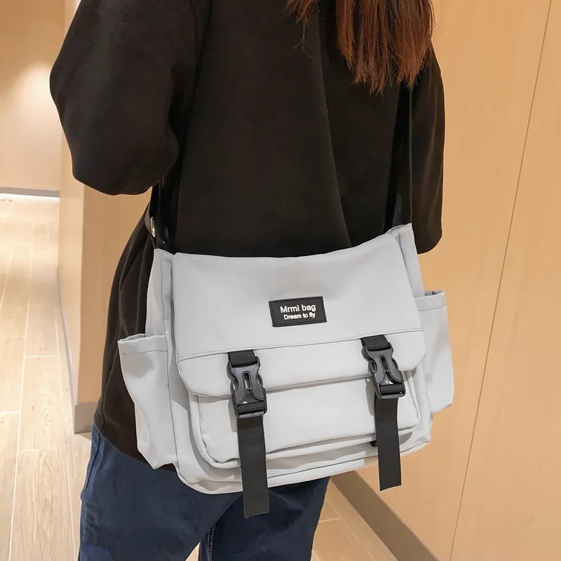 Travel Nylon Crossbody Bag Regular Unisex Black/White/Gray-12