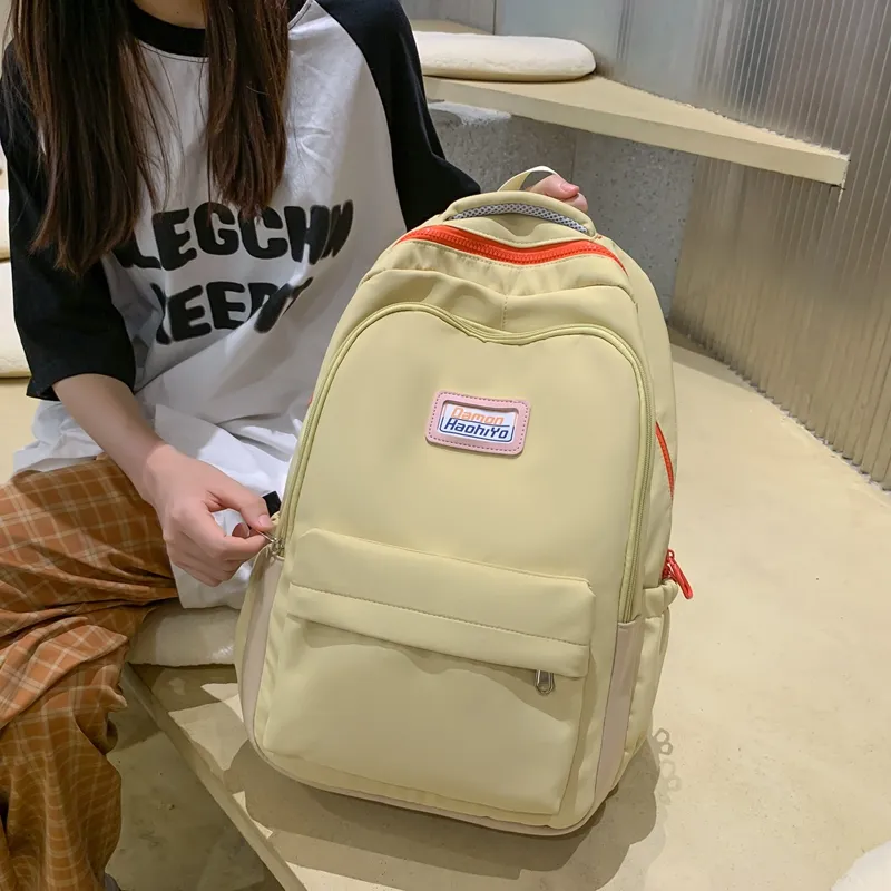 Travel Nylon Backpack Regular Women's Black/White/Yellow/Purple-8