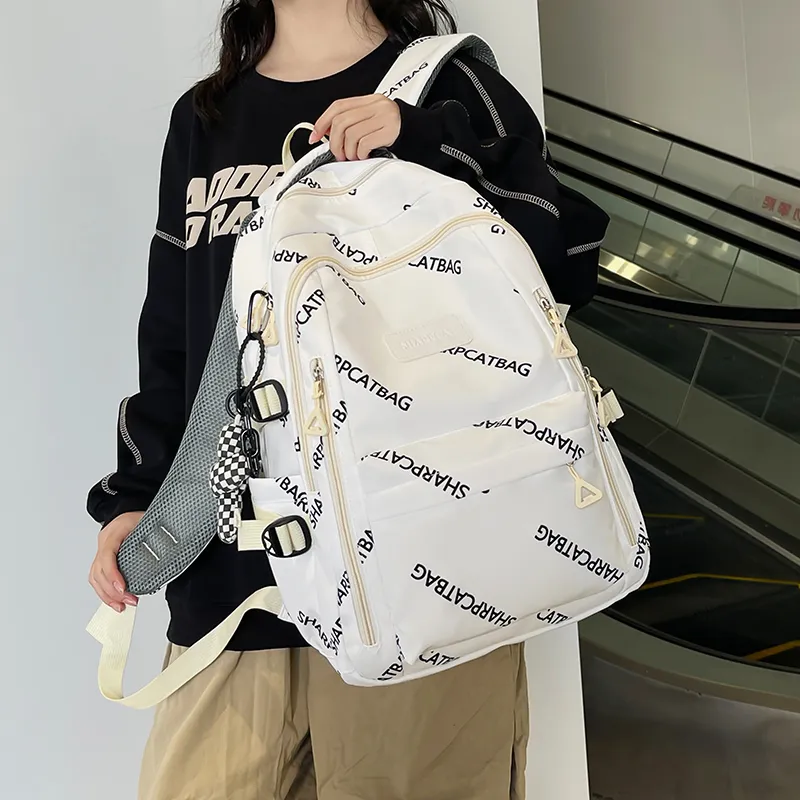 Travel Nylon Backpack Unisex Black/White/Blue/Khaki-11