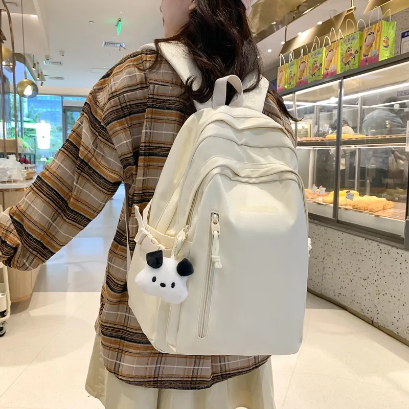 Travel Nylon Backpack Regular Unisex Black/White/Yellow/Pink/Blue-13