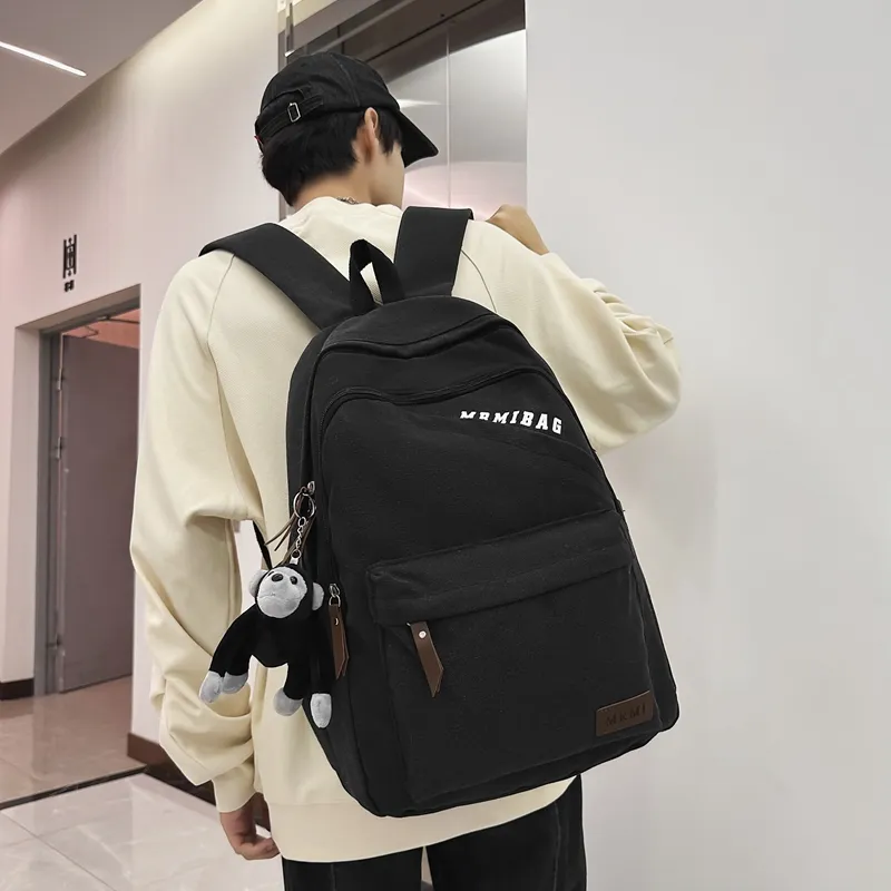 Travel Canvas Backpack Unisex Black/Green/Brown/White/Gray/Khaki-32