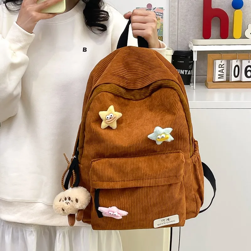Travel Corduroy Backpack Regular Unisex Multicolor-15