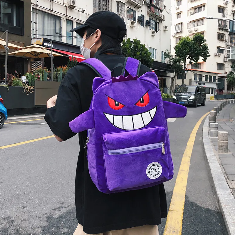 Travel Plush Backpack Unisex Black/Purple-9