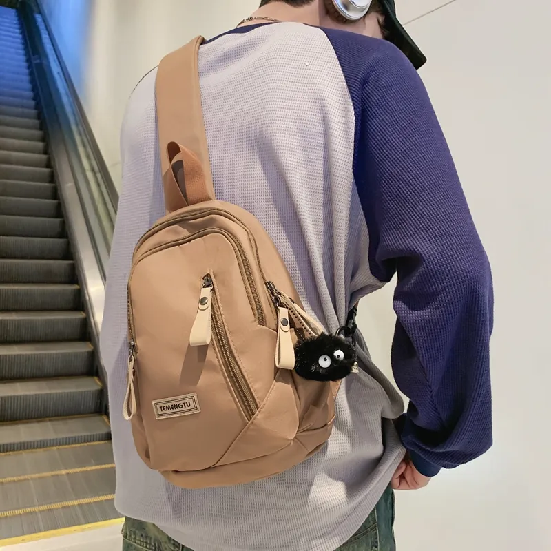 Travel Nylon Shoulder Bag, Crossbody Bag, Sling Bag Regular Unisex Black/White/Coffee/Khaki/Red-15