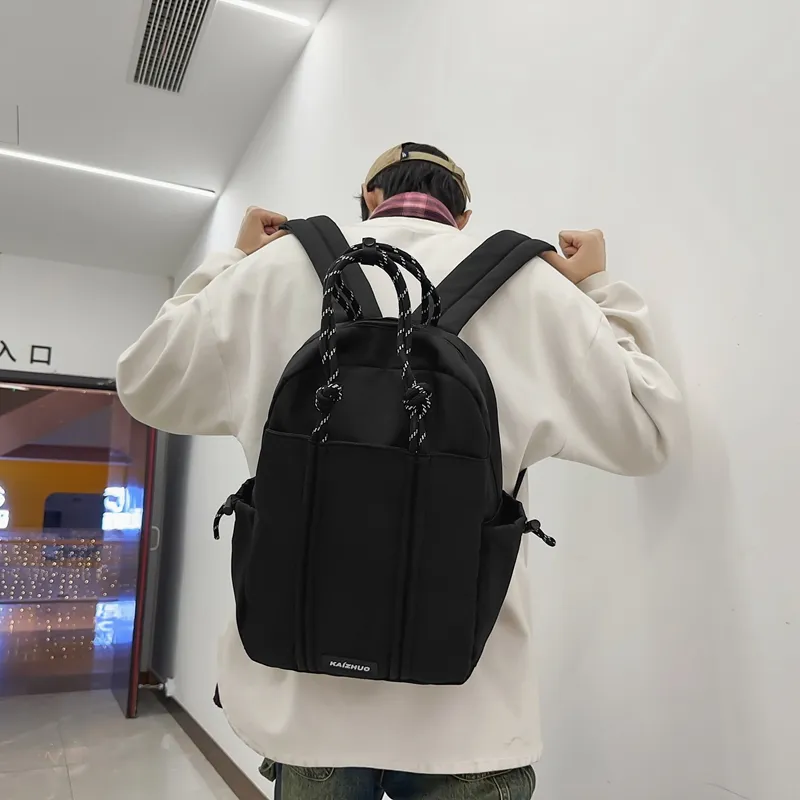 Travel Nylon Backpack Regular Unisex Black/Khaki/Yellow-1