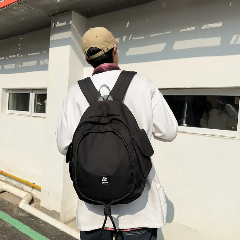 Travel Nylon Backpack Unisex Black/Yellow/Blue-4