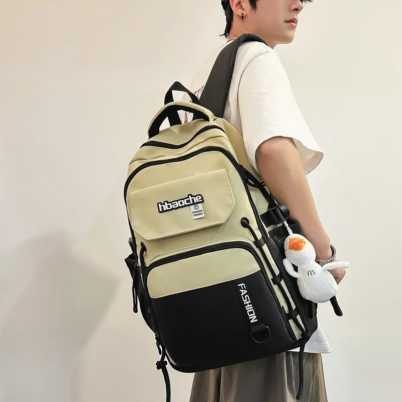 Travel Nylon Backpack Regular Unisex Green/Gray/Khaki/Blue/White-1