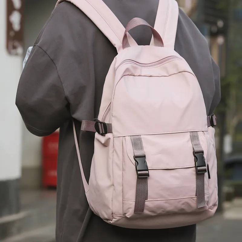 Travel Nylon Backpack Unisex Black/Gray/Khaki/Pink/Green/Purple-8