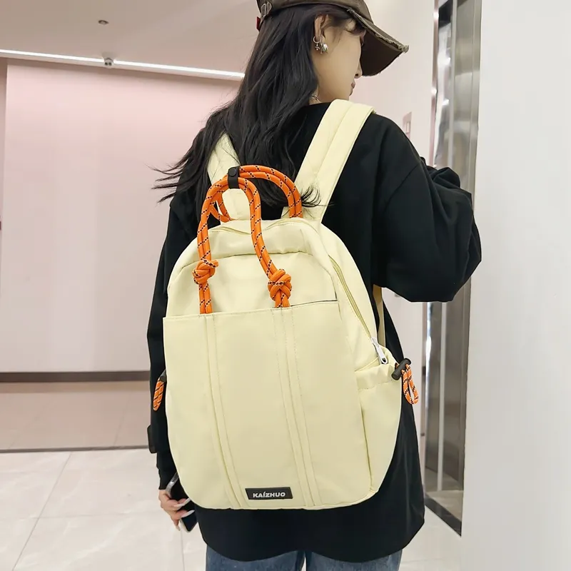 Travel Nylon Backpack Regular Unisex Black/Khaki/Yellow-19