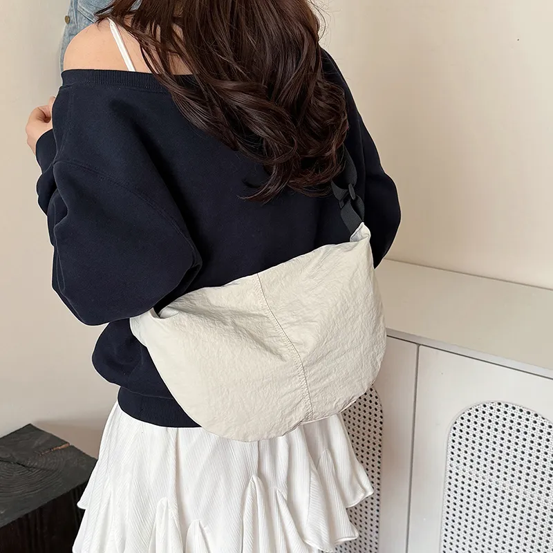 Travel Washed Cloth Crossbody Bag, Shoulder Bag Unisex Black/White/Green/Yellow/Orange-8