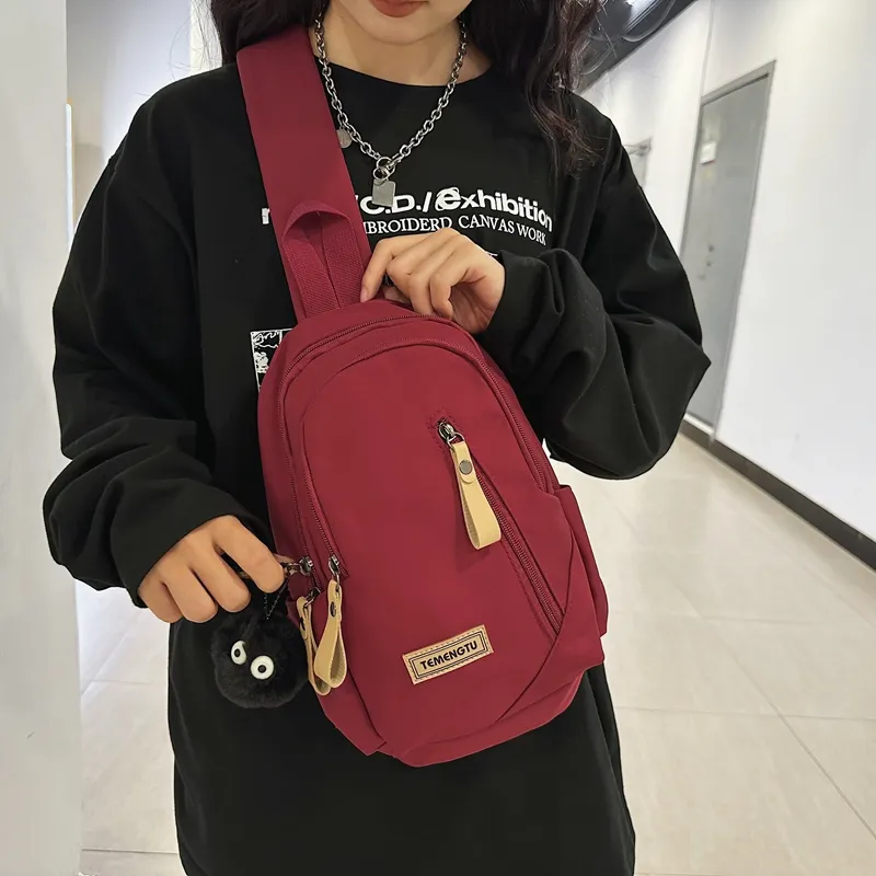 Travel Nylon Shoulder Bag, Crossbody Bag, Sling Bag Regular Unisex Black/White/Coffee/Khaki/Red-28