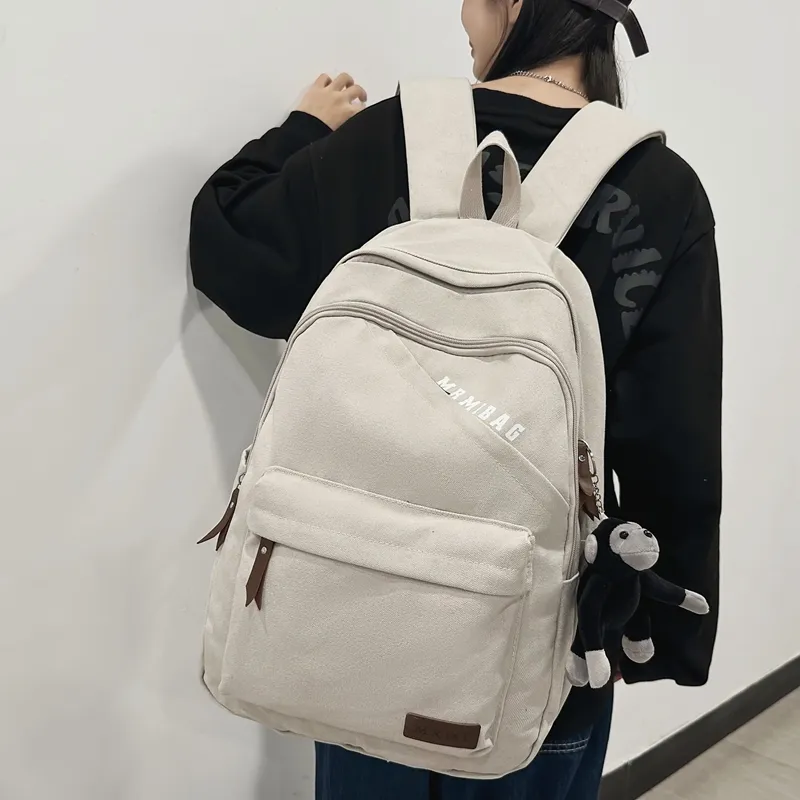 Travel Canvas Backpack Unisex Black/Green/Brown/White/Gray/Khaki-28