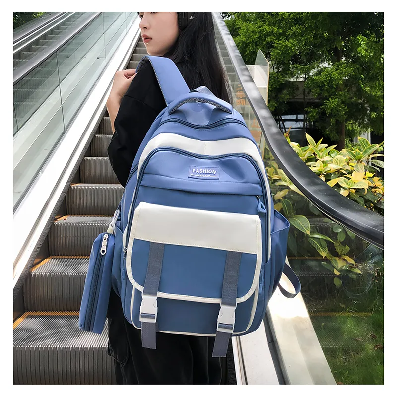 Travel Nylon Backpack Regular Unisex Black Blue/Burgundy/Green/Purple-4