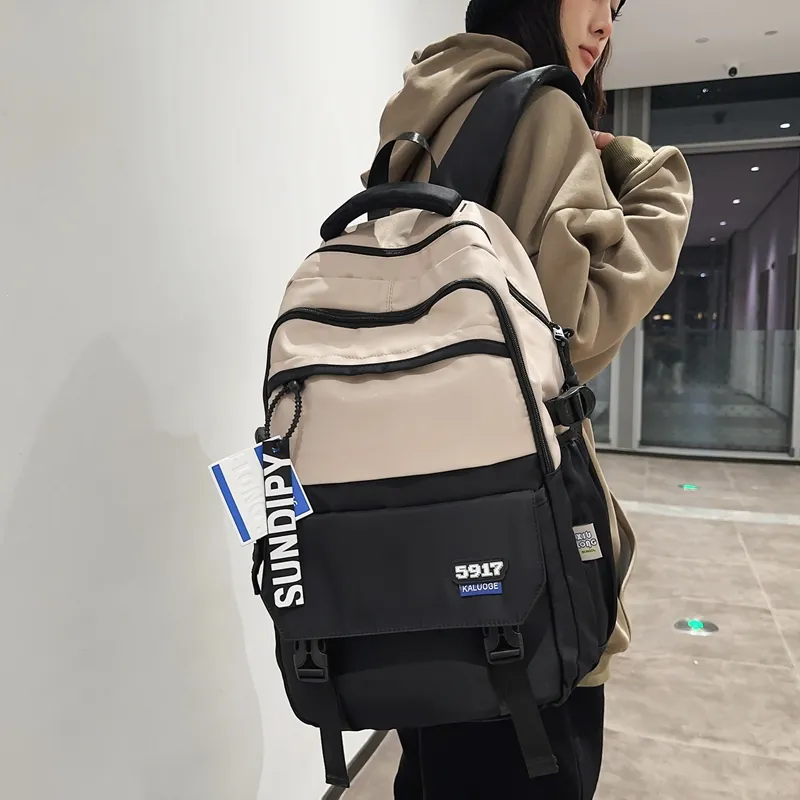 Travel Nylon Backpack Regular Unisex Pure Black/Blue/Black Coffee/Black Gray Color-17