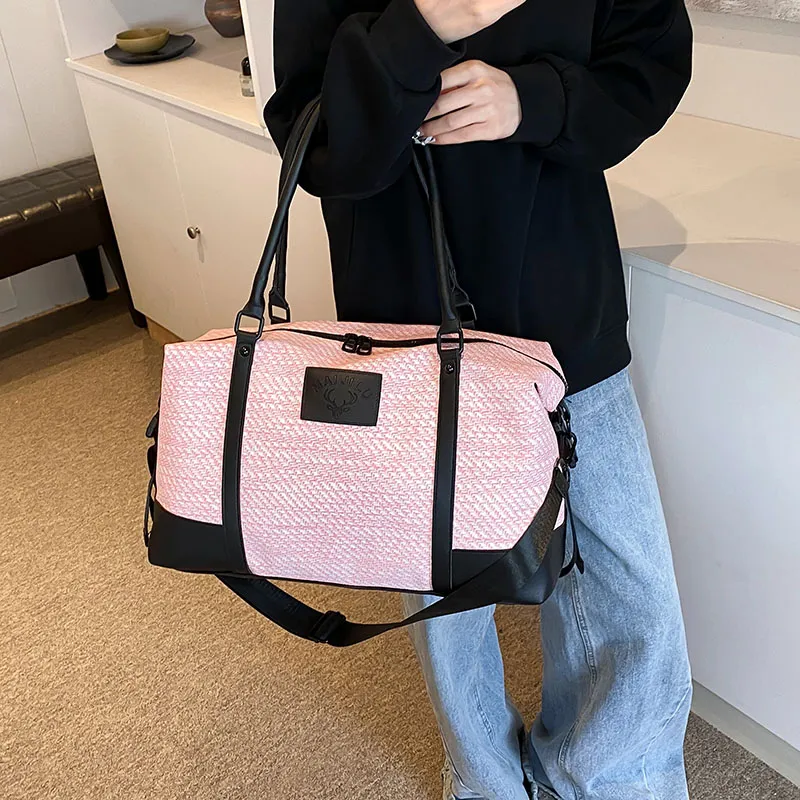 Travel PU Travel Bag Unisex Khaki/Pink/Black/Gray-16