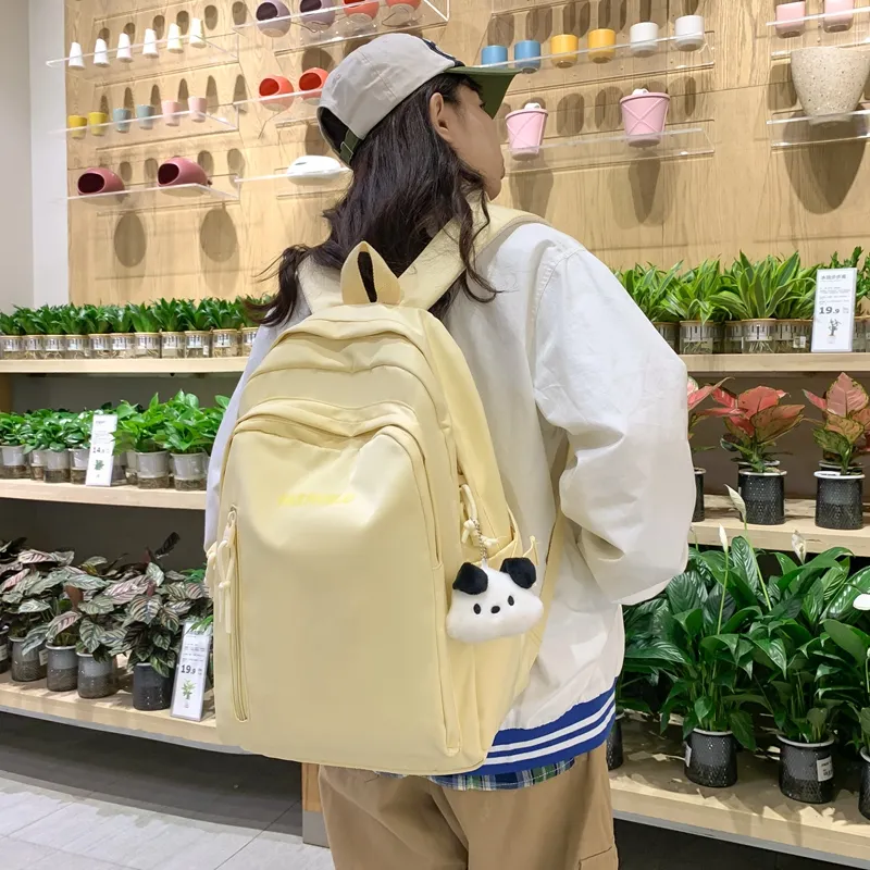 Travel Nylon Backpack Regular Unisex Black/White/Yellow/Pink/Blue-23