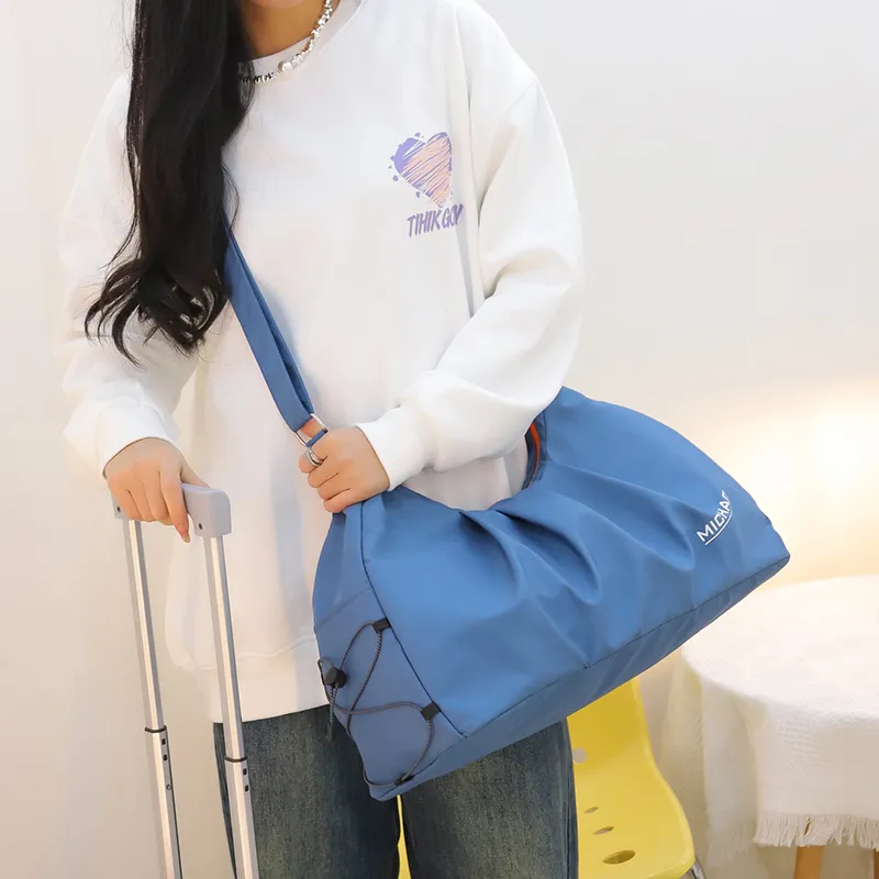 Travel Polyester Bonded EVA Gym Bag Large Size Unisex Black/Ecru/Pink/Blue-15