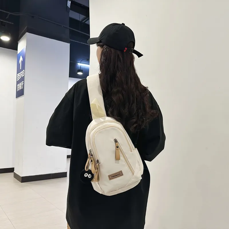Travel Nylon Shoulder Bag, Crossbody Bag, Sling Bag Regular Unisex Black/White/Coffee/Khaki/Red-5