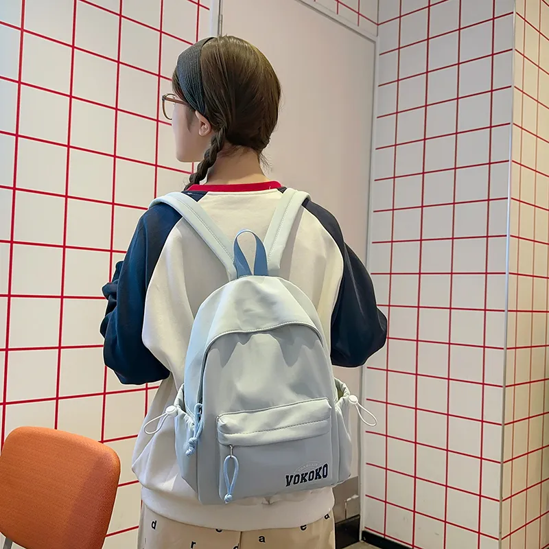 Travel Nylon Backpack Regular Unisex Black/Ecru/Red/Pink/Light Blue-32