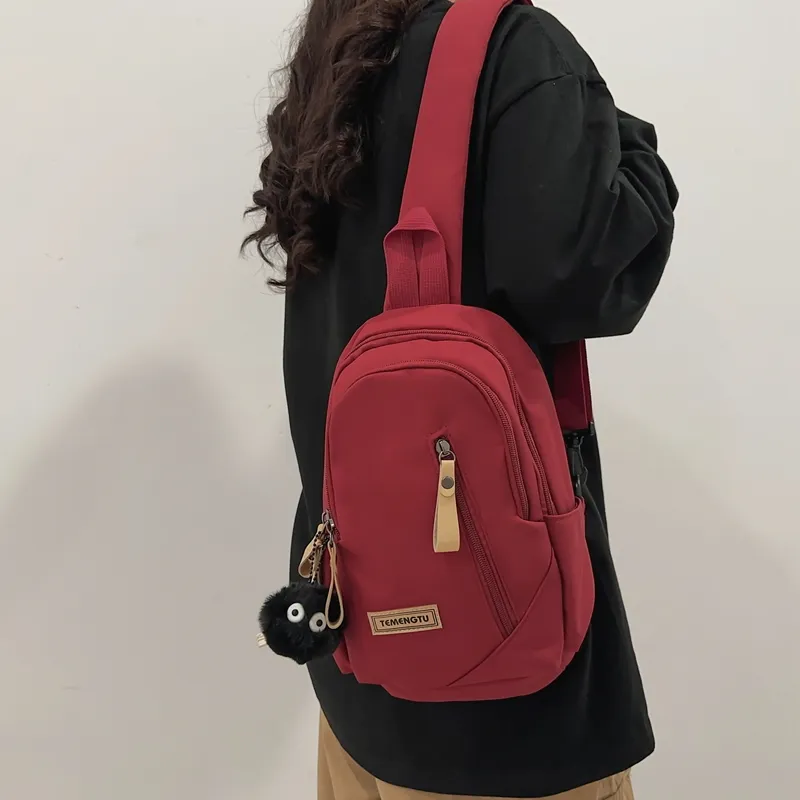 Travel Nylon Shoulder Bag, Crossbody Bag, Sling Bag Regular Unisex Black/White/Coffee/Khaki/Red-21