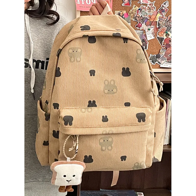 Travel Corduroy Backpack Regular Unisex Cub/Bunny-10